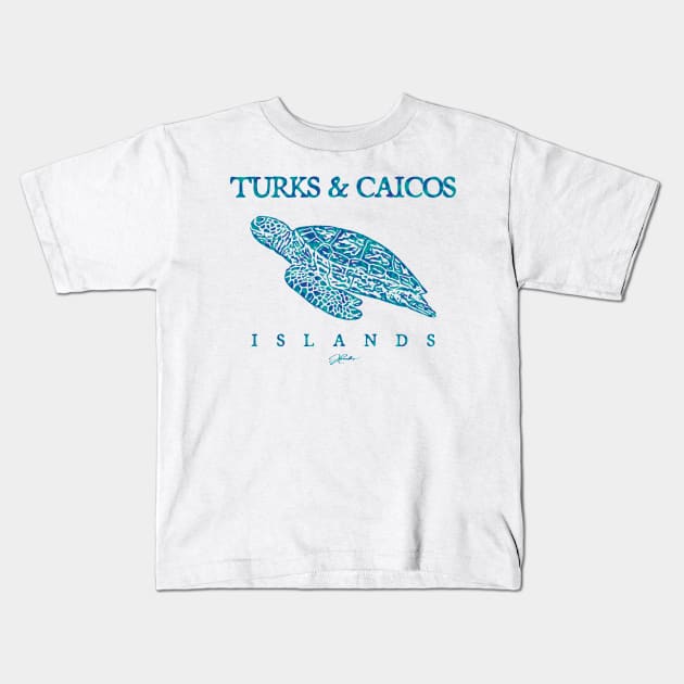 Turks & Caicos Islands Gliding Sea Turtle Kids T-Shirt by jcombs